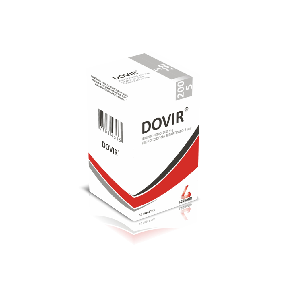 DOVIR TABLETAS FRASCO X 10 (IBUPROFENO + HIDROCODONA)