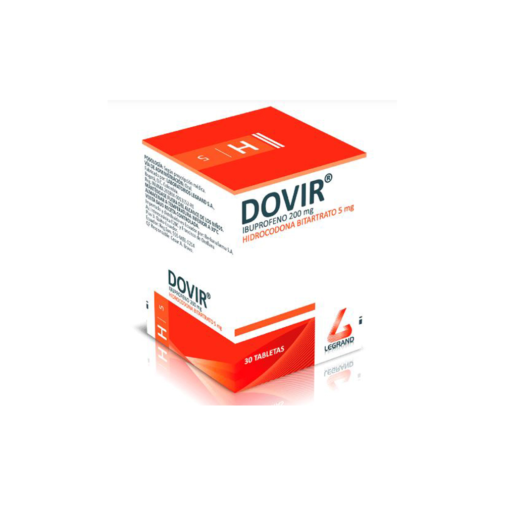 DOVIR TABLETAS FRASCO X 30 (IBUPROFENO + HIDROCODONA)