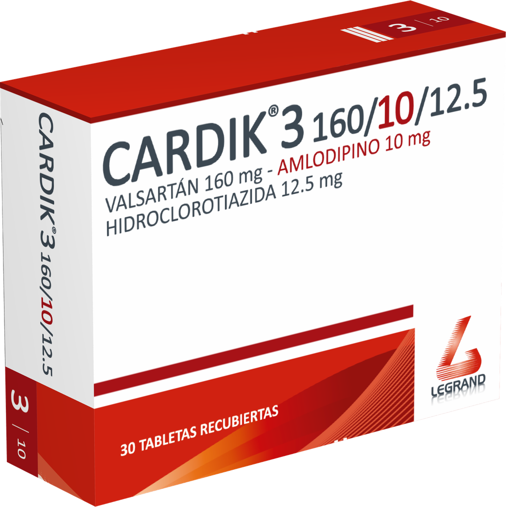 CARDIK 3 160/10/12,5mg TABLETAS RECUBIERTAS X 30