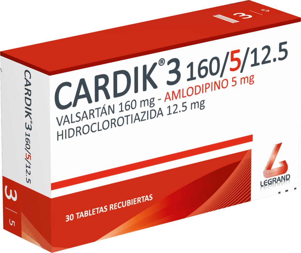 CARDIK 3 160/5/12,5mg TABLETAS RECUBIERTAS X 30