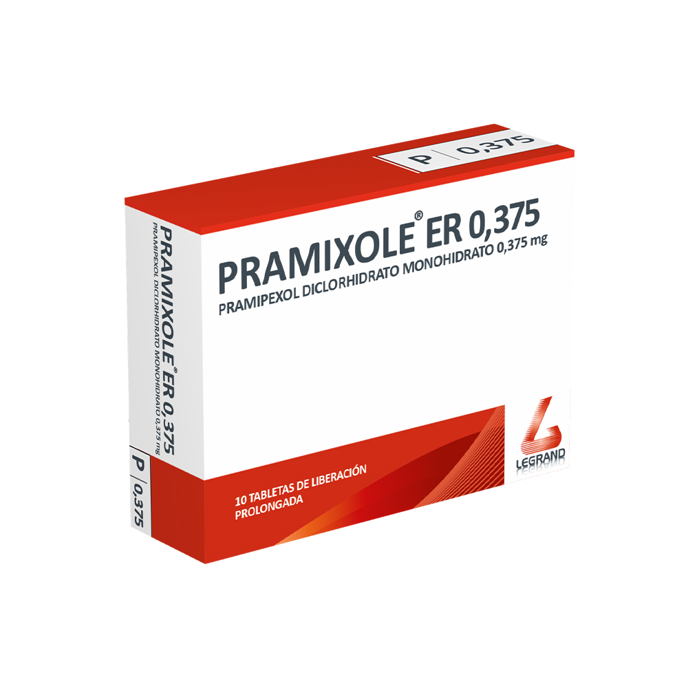 PRAMIXOLE ER 0,375mg TABLETAS DE LIBERACIÓN PROLONGADA CAJA X 10 (PRAMIPEXOL)