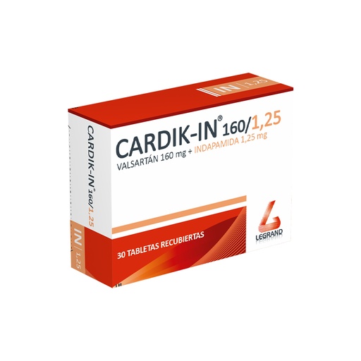 [LPT11827] CARDIK IN 160 /1,25mg TABLETAS CAJA X 30 (VALSARTÁN)