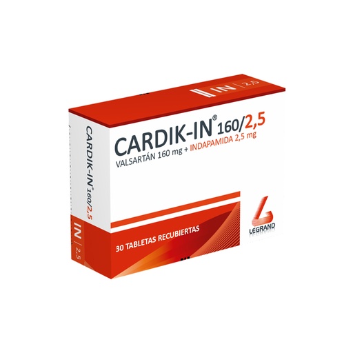 [LPT11828] CARDIK IN 160/2,5mg TABLETAS CAJA X 30 (VALSARTÁN)