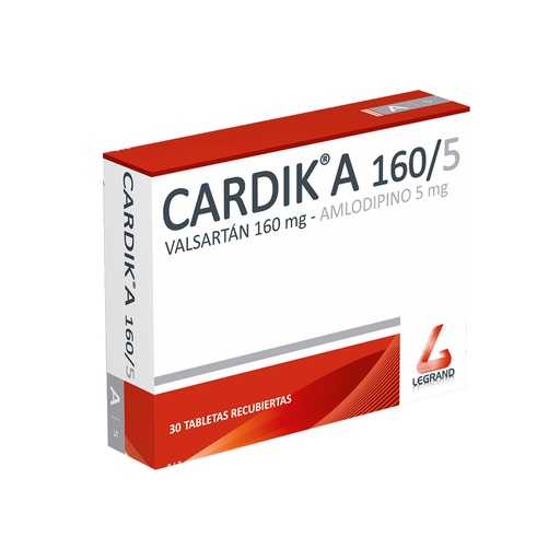 [LPT16755] CARDIK A 160/5mg TABLETAS RECUBIERTAS X 30 (VALSARTÁN)