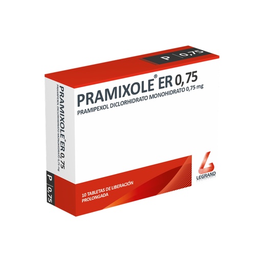 [LPT12879] PRAMIXOLE ER 0,75mg TABLETAS DE LIBERACIÓN PROLONGADA CAJA X 10 (PRAMIPEXOL)