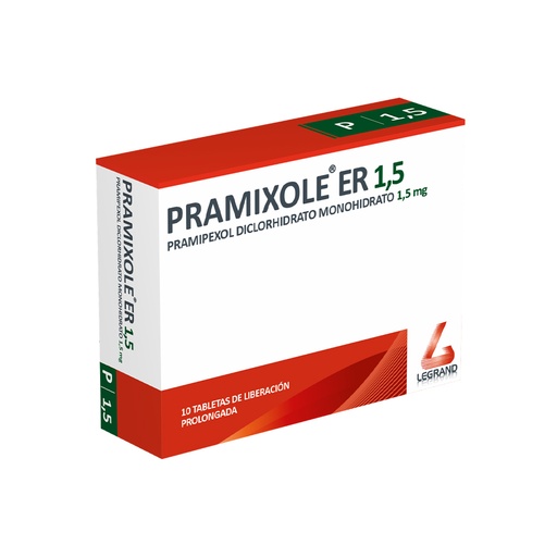 [LPT12880] PRAMIXOLE ER 1,5mg TABLETAS DE LIBERACIÓN PROLONGADA CAJA X 10 (PRAMIPEXOL)